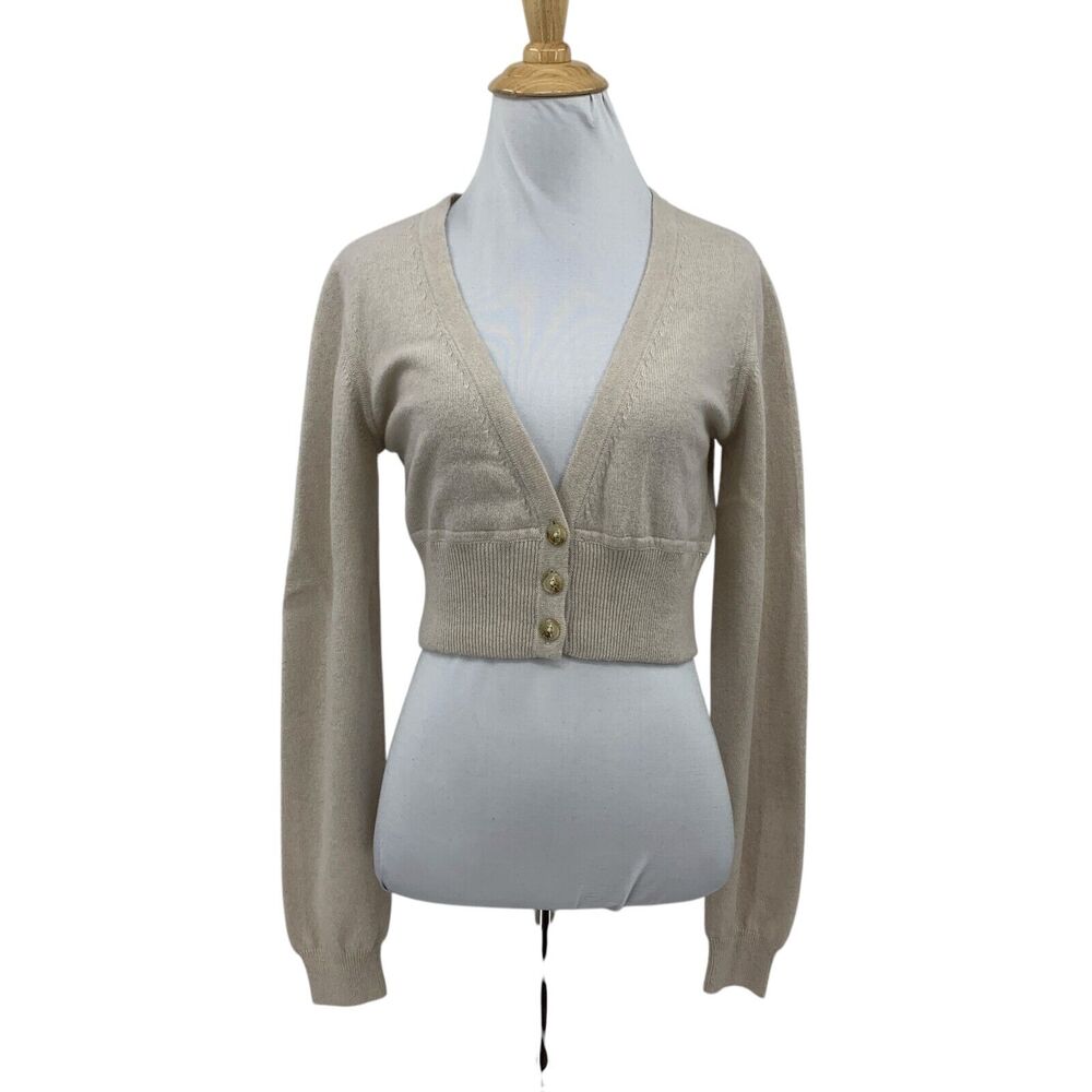 Loulou Studio Cardigan Womens M Medium Beige Batiki Cashmere Cropped Button Up